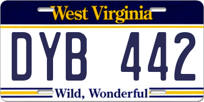 WV license plate DYB442