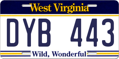 WV license plate DYB443