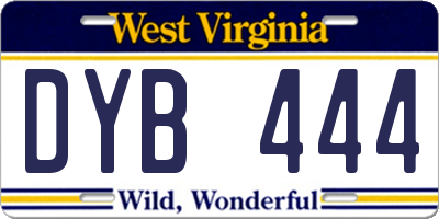 WV license plate DYB444