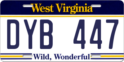 WV license plate DYB447