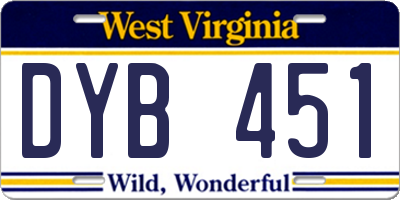 WV license plate DYB451