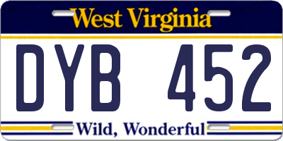 WV license plate DYB452
