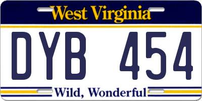 WV license plate DYB454