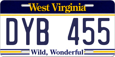 WV license plate DYB455