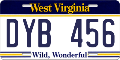 WV license plate DYB456