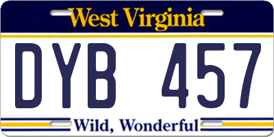WV license plate DYB457