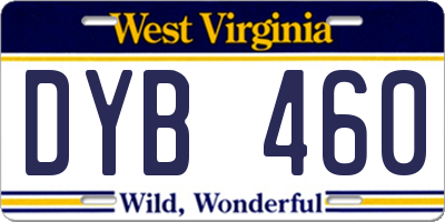 WV license plate DYB460