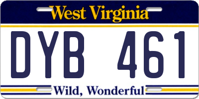 WV license plate DYB461