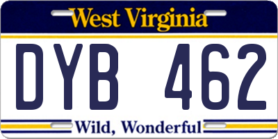 WV license plate DYB462
