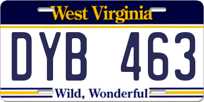 WV license plate DYB463