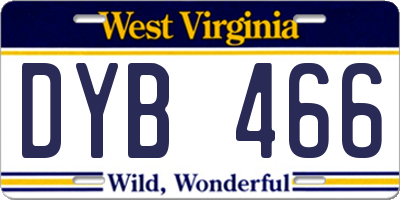 WV license plate DYB466