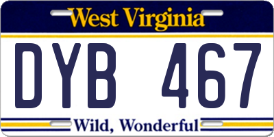 WV license plate DYB467