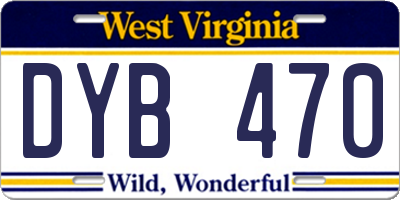WV license plate DYB470