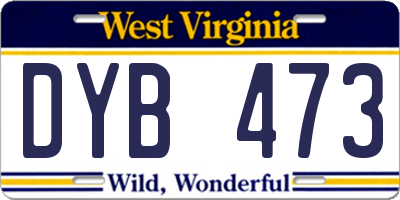 WV license plate DYB473