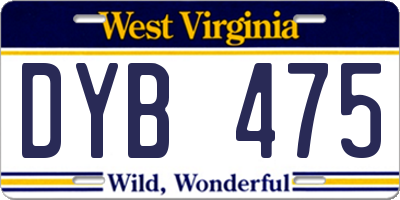 WV license plate DYB475