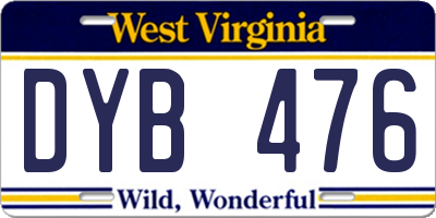 WV license plate DYB476