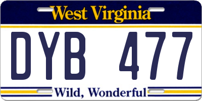 WV license plate DYB477