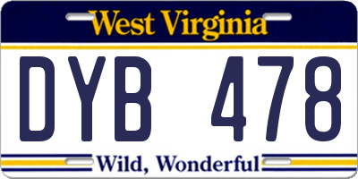 WV license plate DYB478