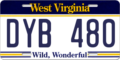 WV license plate DYB480