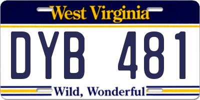 WV license plate DYB481
