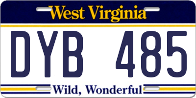 WV license plate DYB485
