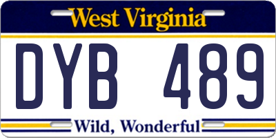 WV license plate DYB489