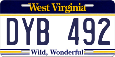 WV license plate DYB492