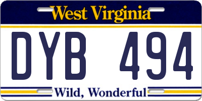 WV license plate DYB494