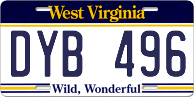 WV license plate DYB496