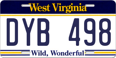 WV license plate DYB498