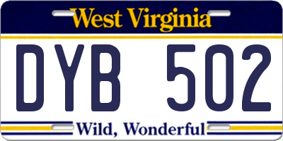 WV license plate DYB502