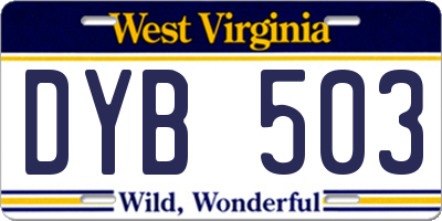 WV license plate DYB503