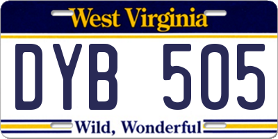 WV license plate DYB505