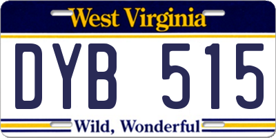 WV license plate DYB515