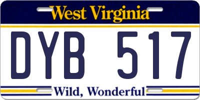 WV license plate DYB517