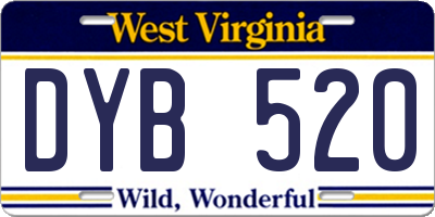 WV license plate DYB520