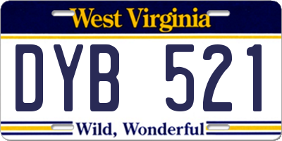 WV license plate DYB521