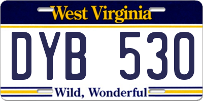 WV license plate DYB530