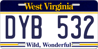 WV license plate DYB532
