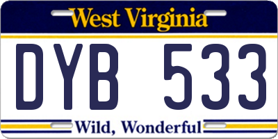 WV license plate DYB533