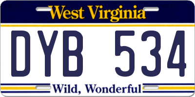 WV license plate DYB534