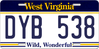 WV license plate DYB538