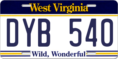 WV license plate DYB540