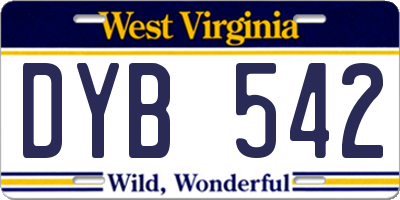 WV license plate DYB542