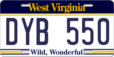 WV license plate DYB550