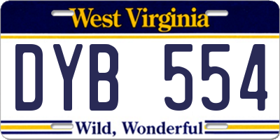 WV license plate DYB554