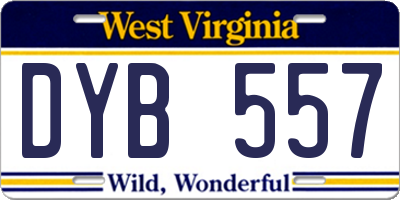 WV license plate DYB557