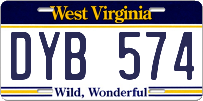 WV license plate DYB574