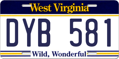 WV license plate DYB581