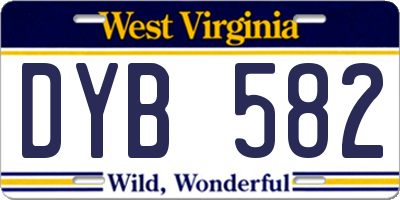 WV license plate DYB582